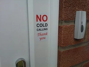 No Cold Calling Vinyl Laminated Sign Sticker @ 80 x 40mm Vat Inc - Picture 1 of 1