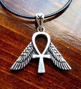 Winged Ank Silver Ancient Egyptian Eternal Life Symbol Pendant Jewelry - Picture 1 of 6