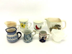 Mixed Lot Small Creamers Pitchers Cups Unusual Milk Glass 22K Gold Manhattan - Picture 1 of 11