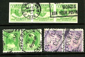 Lote de 3 tiras de CD DUPLEXTOWN FECHA CALIF NDAK cancela 1 centavo años 1930-40 EE. UU. 73F51 - Imagen 1 de 3