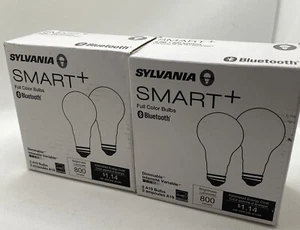 2x 2 Pack SYLVANIA SMART Bluetooth Full Color Dimmable A19 LED Light Bulbs 9W  - Picture 1 of 7