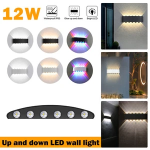12W Modern LED Wall Lamp Indoor Outdoor Garden Balcony Up Down Sconce Light Lamp - Picture 1 of 18