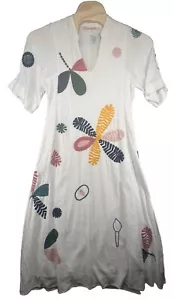 Tory Burch Embroidered Long Caftan Geo Print Beige Women's Size Medium M - Bild 1 von 6