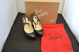 Christian Louboutin feine Bretelle 140 schwarze Lederabsätze Gr. 38,5 - Bild 1 von 11