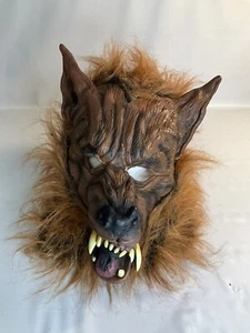 WEREWOLF Long RED HAIR BIG BAD WOLF RUBBER MASK Halloween Costume - Picture 1 of 3