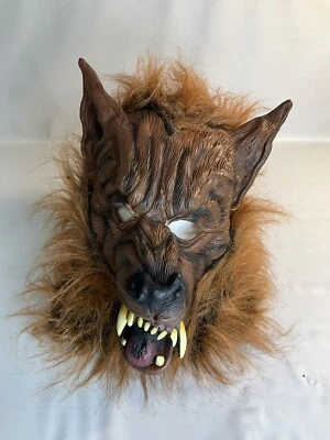WEREWOLF Long RED HAIR BIG BAD WOLF RUBBER MASK Halloween Costume - Image 1 of 3