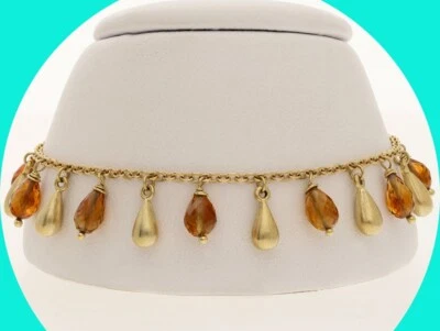 "Pulsera colgante briolette citrino natural 18 quilates YG 7,5"" de largo" Foto 1 de 4