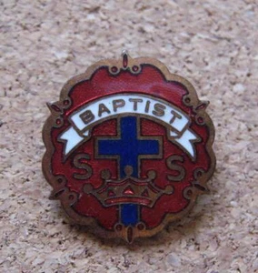 Vintage Baptist Sunday School Little System Pin mit Emaille Akzent - Bild 1 von 2