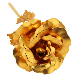 2x 24K Golden Rose Gold Plating Artificial Rose Flower With Gift Box Supply ◈