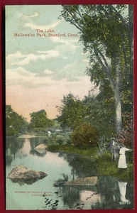 The Lake Halloween Park Stamford Connecticut Postcard - Picture 1 of 2