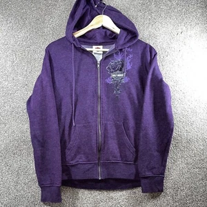 Harley-Davidson High Desert Hoodie Men Small Purple Fleece Lined Floral Full Zip - Picture 1 of 10