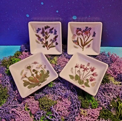 Portmeirion Botanic Garden 3" Square Mini-Dipper Dishes, Set of 4, NEW in BOX - Image 1 of 4