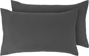 Beqnat Federe Grigio Scuro Confezione da 2 - Set di 2 Federe Standard Non Ferro - Foto 1 di 5