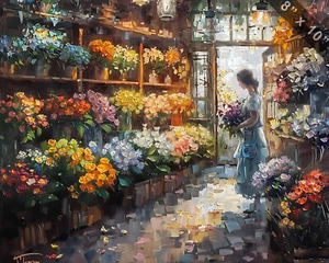 A Flower Shop in a Romantic Film oil painting 8x10 print - Picture 1 of 1