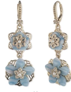 58 $ Marchesa Ohrringe doppelter Tropfen blaue Blume JA155 - Bild 1 von 4