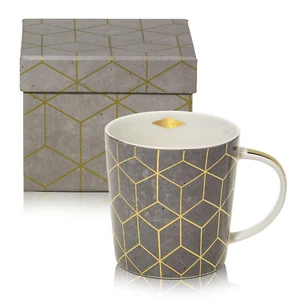 Becher ZicZac Cement real gold Tasse Henkelbecher in Geschenkbox von ppd 0,35 l - Bild 1 von 3
