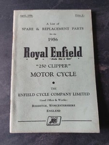 Buch Ersatzteile Royal Enfield 250 Clipper Motorrad 1956 - Bild 1 von 2