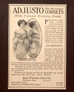 1911 Royal Worcester Corset Advertisement Woman in Mirror Antique Print AD - Picture 1 of 2