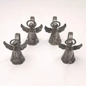Vintage Angel Choir Napkin Ring Holders Trumpet Metal Tin Set of 4 - Picture 1 of 12
