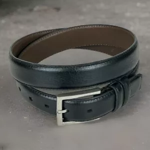 Cinturón de cuero negro para hombre talla 36 grano completo cuero de vaca unido sin marca hebilla plateada - Imagen 1 de 9