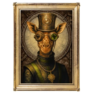 Impresión de jirafa steampunk, impresión de arte animal, decoración del hogar, arte vintage, pared gótica - Imagen 1 de 9