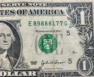2003 $1.00 Fancy Serial Number (89888177) - Picture 1 of 3