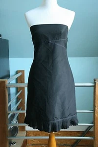J CREW DRESS 4 BLACK STRAPLESS TAFFETA BRIDESMAID COCKTAIL 100% Silk - Picture 1 of 1