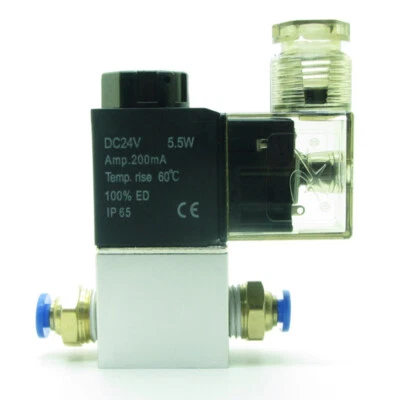 Pneumatic Air Solenoid Valve DC24V NC + 4mm Fittings 2 Way 2 Position 2V025-08 - Image 1 of 4