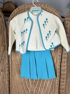 Vintage Girls Skirt Outfit 3 Piece Pleated Sweater Size 5 Tricia LTD - Picture 1 of 11
