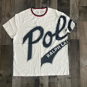 Polo Ralph Lauren Wrap Around Script Spellout Tee T-Shirt White Size Large NWT - Picture 1 of 4