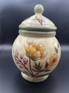 Contenitore da cucina floreale Maxcera Spring Bloom dipinto a mano con coperchio in ceramica - Foto 1 di 10