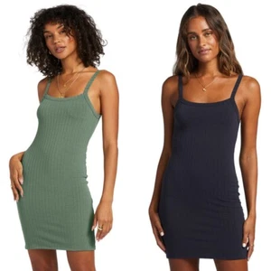 Billabong Women's Summer Babe Stretchy Rib Knit Sleeveless Bodycon Mini Dress - Picture 1 of 14