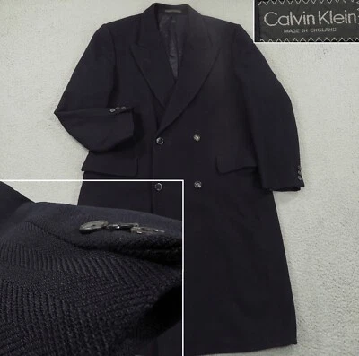 VINTAGE Calvin Klein Jacket 42R Navy Made in England Herringbone Car Town Coat - Image 1 of 4