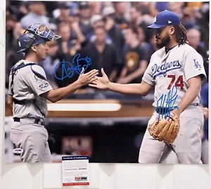 AUSTIN BARNES & KENLEY JANSEN LA DODGERS DUAL SIGNED PHOTO 16×20 PSA/DNA - Picture 1 of 4