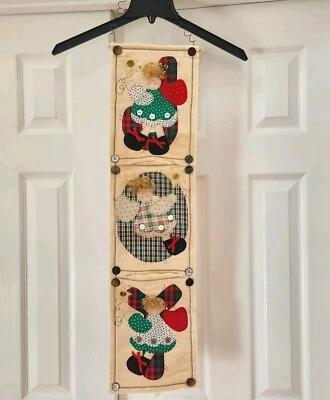 Tapiz de campo puerta colgante de pared pancarta ángel Navidad retazos primitivos Foto 1 de 4