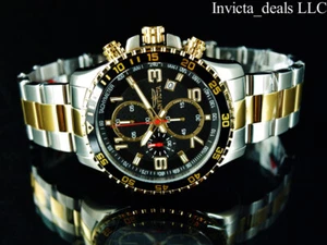 NEW Invicta Men's 45mm PILOT Specialty Chrono Black Dial 18K Gold 2Tone SS Watch - Picture 1 of 12