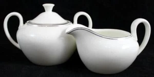 Wedgwood Doric Platinum Trim Set of Creamer and Sugar Bowl with Lid W4212 - Picture 1 of 8