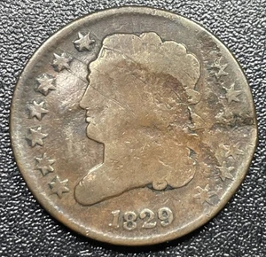 1829 Classic Head Half Cent 1/2c Good Details - Picture 1 of 2