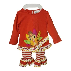 Rare Edition Pants Set Girls Size 24M Turkey Top W/ Ruffle - Bild 1 von 8