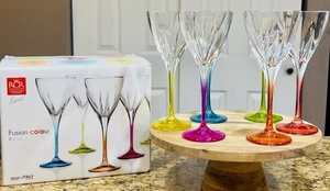 Juego 6 -RCR Cristalleria Italiana Fushion Calici Color 8.25 Cristal Vaso Agua - Imagen 1 de 13