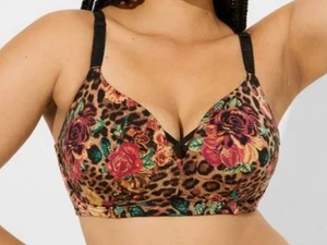 TORRID Curve 360 Back Smoothing Push Up Plunge Multicolor Animal Print Bra 44DDD - Imagen 1 de 7