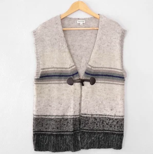 Sussan Knit Vest Size L Acrylic Wool Alpaca Soft Sleeveless Long Ecru Grey - Picture 1 of 11