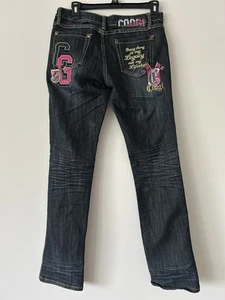 Coogi Unique Vintage Y2K Low Rise Retro Dark Wash Jeans Embellished Size 5/6 - Picture 1 of 17