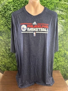 NBA Philadelphia 76ers Adidas Blue Basketball Climalite Shirt Mens Size 4XLT - Picture 1 of 5
