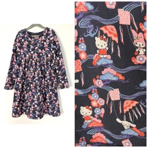 Tea Collection x Hello Kitty Long Sleeve Dress Girls Size 12 Faux Wrap Colorful - Picture 1 of 11
