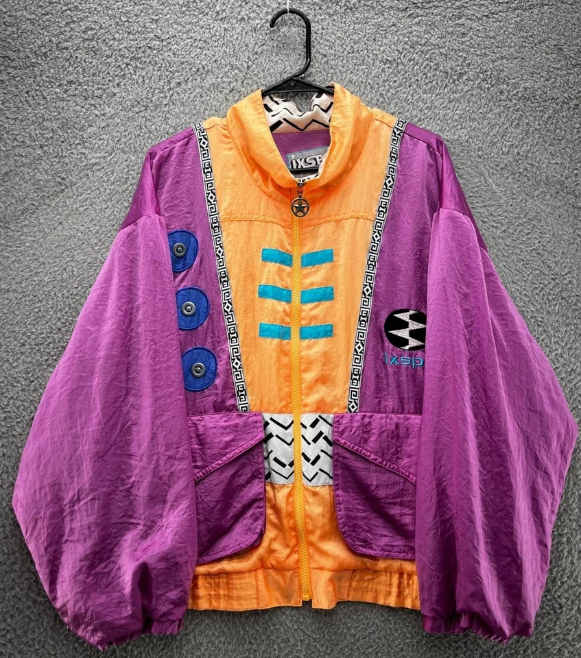 Винтажная ветровка IXSRA от Jamie Sadock куртка 80-х 90-х цветной блок геометрический L - Изображение 1 из 4