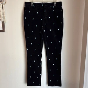 Talbots Simply Flattering 5 Pocket Navy Corduroy Pants Owl embroidered Pants 10 - Picture 1 of 10