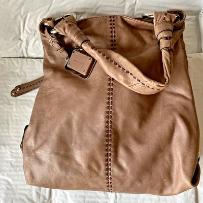 Bolso Hobo Bolso Cartera B. Makowsky Marrón Cuero Suave Detalle Pegatinado 16x14x5 Cremalleras Foto 1 de 4