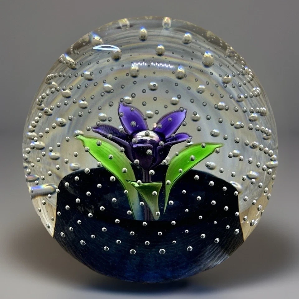 Scotland Brilliant Rain Bubbles With Purple Flower-Sphere Paper Weight-signed - image 1 of 4