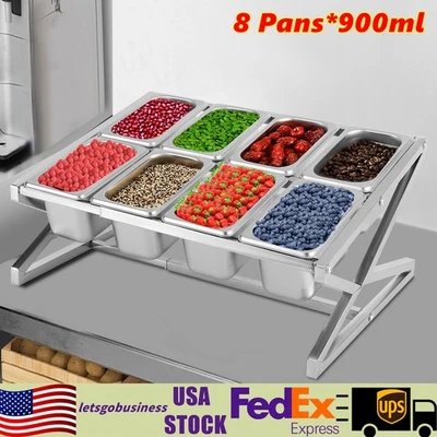 Pizza Topping Station, 8 Stainless Steel Seasoning Containers with Lids, - Image 1 of 4